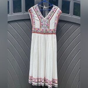 Sundance White Maxi Dress with Multicolor Embroidery